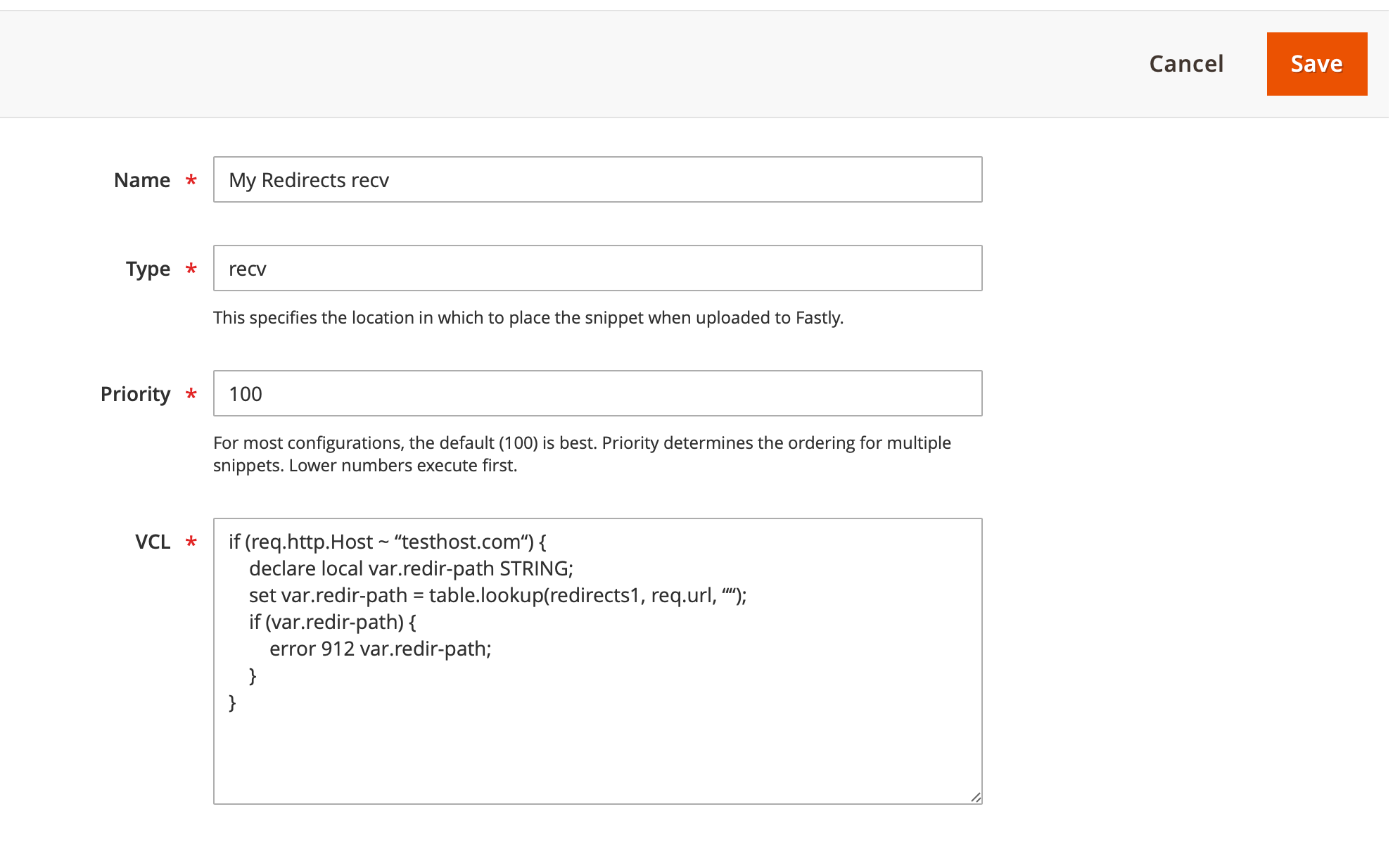 fastly custom snippet