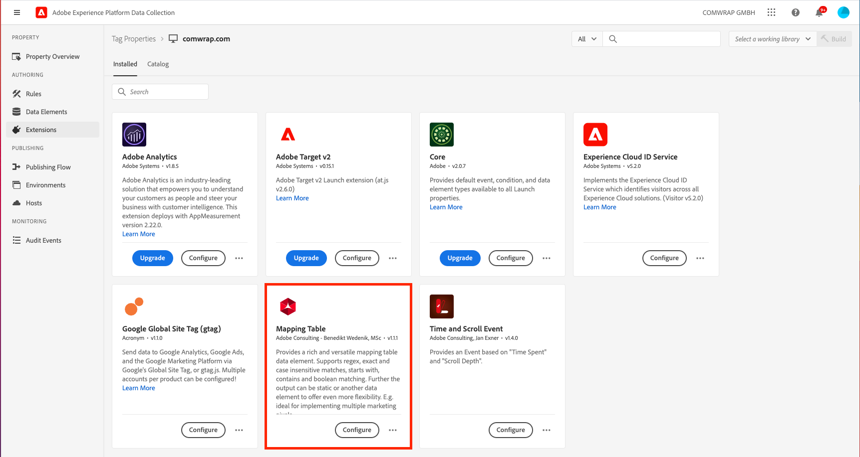 Adobe Launch Mapping Table extension