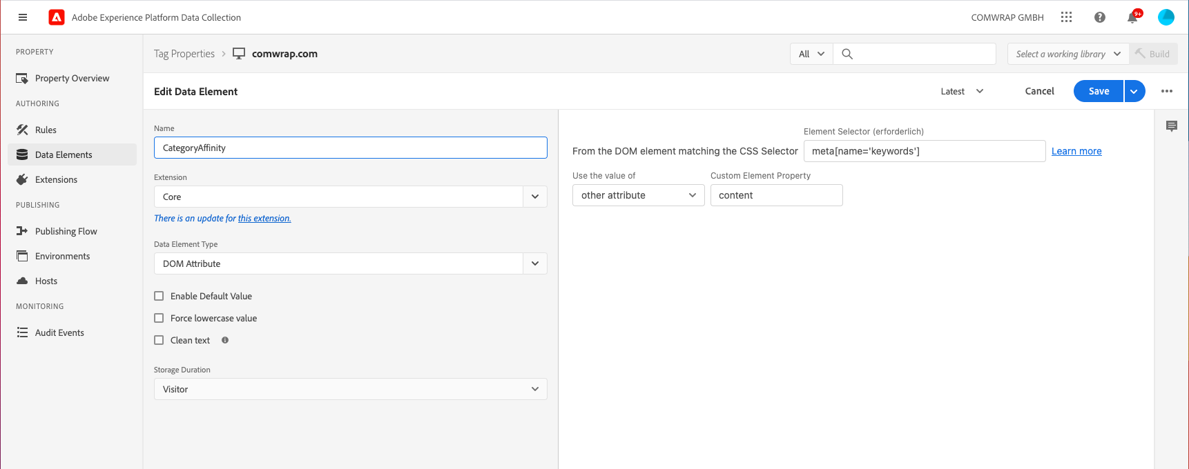 Create new data element "Category Affinity"