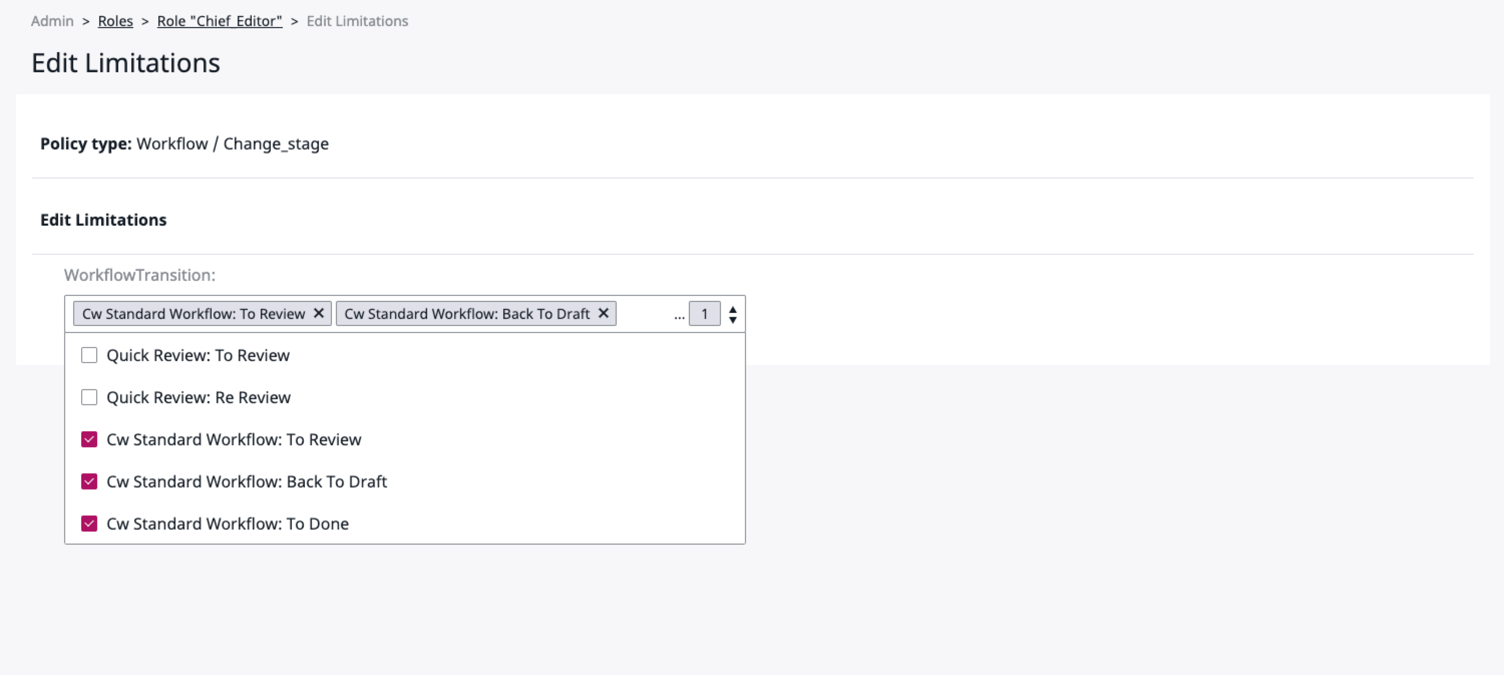 Policy limitations in Ibexa DXP